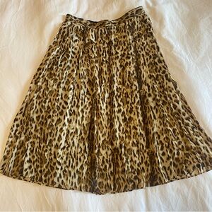 J.Crew Pleated Leopard Skirt, Size 0.